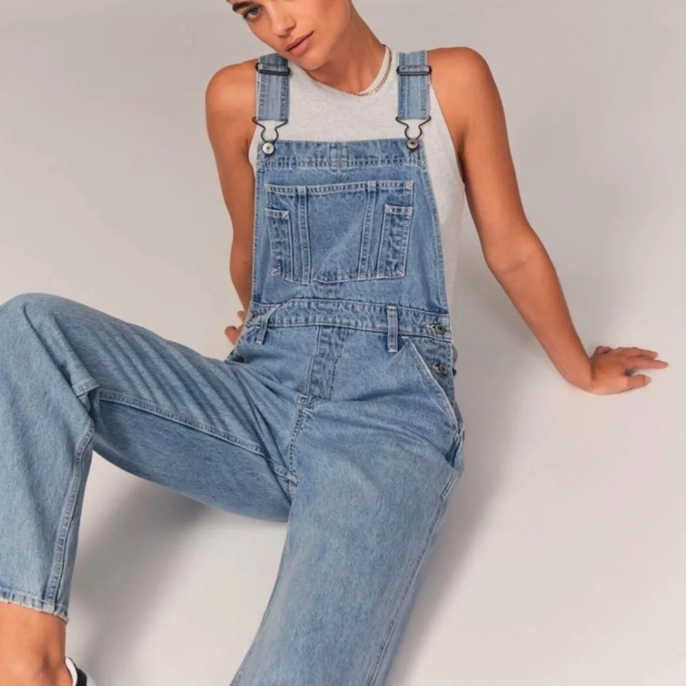 Abercrombie & Fitch Light Blue Denim Overalls - Picture 3 of 6